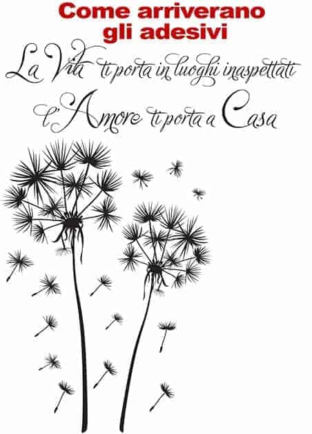 ADESIVI MURALI SOFFIONI FRASE CASA ARREDO