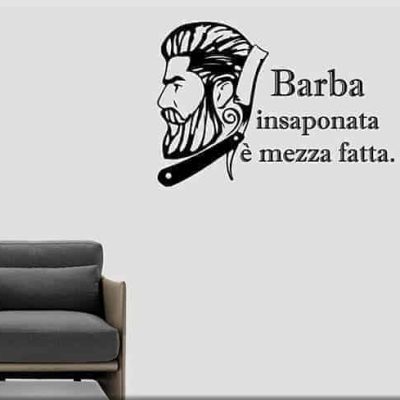adesivi da parete frase barbiere arredo