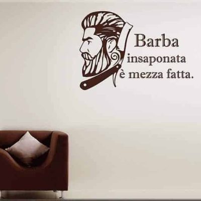 adesivi murali frase barbiere arredo