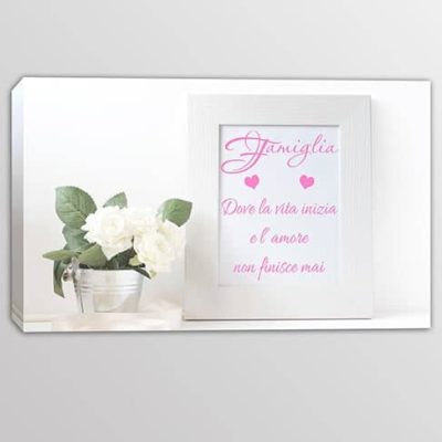 quadro moderno frase famiglia shabby chic arredo