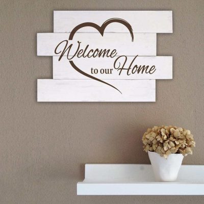 Pannelli murali welcome legno shabby chic