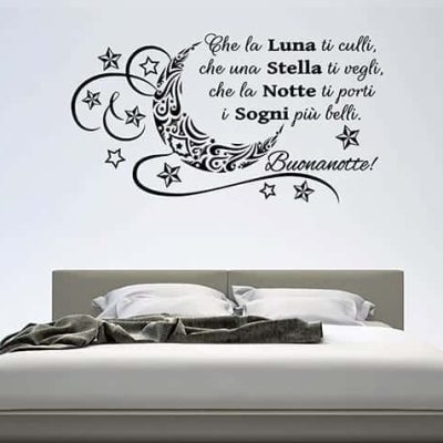 adesivi murali frase buonanotte arredo letto
