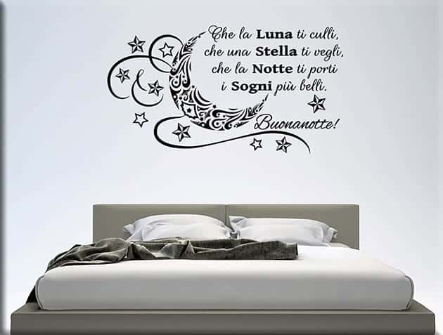 adesivi murali frase buonanotte arredo letto