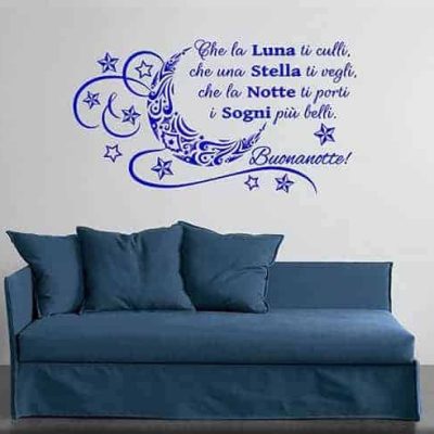 wall stickers frase buonanotte arredo letto