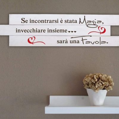 Arredo shabby chic pannelli murali in legno frase amore