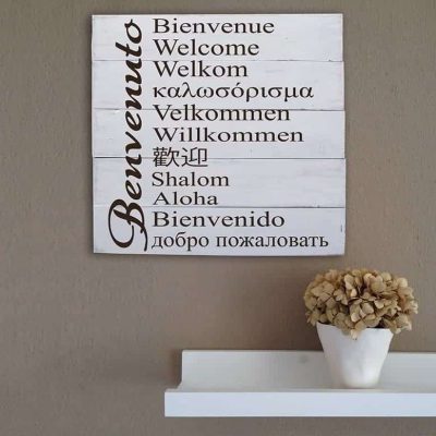 Arredo shabby chic pannelli murali in legno welcome