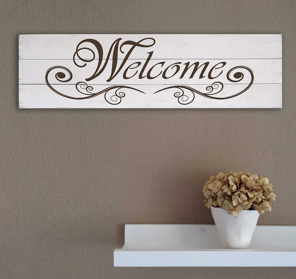 Arredo shabby chic pannelli murali in legno welcome