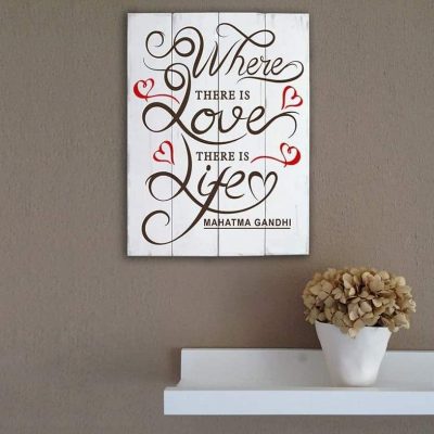 Shabby chic pannelli murali in legno frase Gandhi