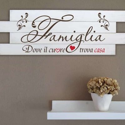 Shabby chic pannelli murali in legno frase famiglia