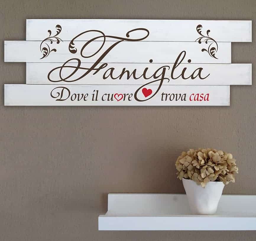 Shabby chic pannelli murali in legno frase famiglia