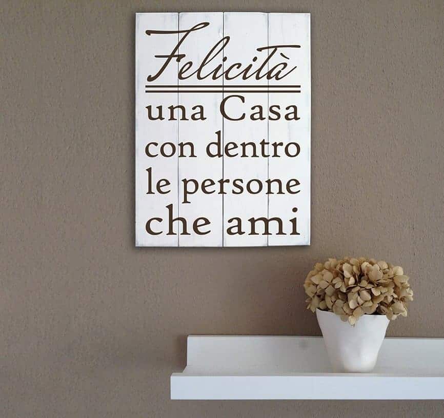 Shabby chic pannelli murali in legno frase felicità