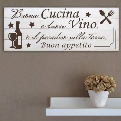 Shabby chic style pannelli murali in legno frase cucina
