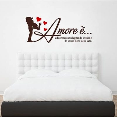 adesivi da parete frase amore arredo letto