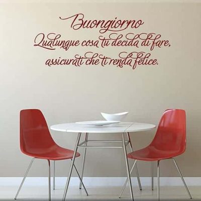 adesivi da parete frase buongiorno arredo
