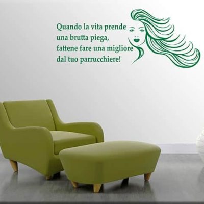 adesivi da parete frase divertente parrucchiere