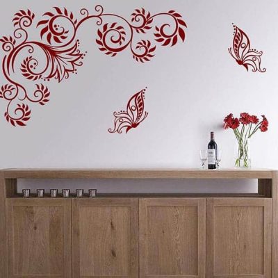 Adesivi da parete farfalle fiori stilizzati