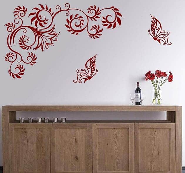 Adesivi da parete farfalle fiori stilizzati