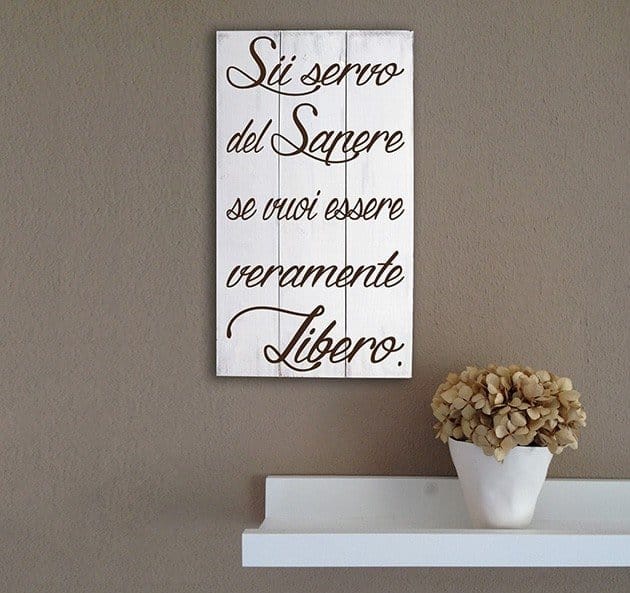 Pannelli decorativi shabby chic in legno frase Seneca