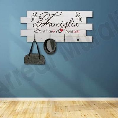 Pannelli murali shabby chic appendiabiti in legno famiglia