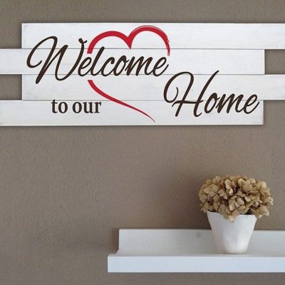Shabby chic pannelli da parete in legno welcome