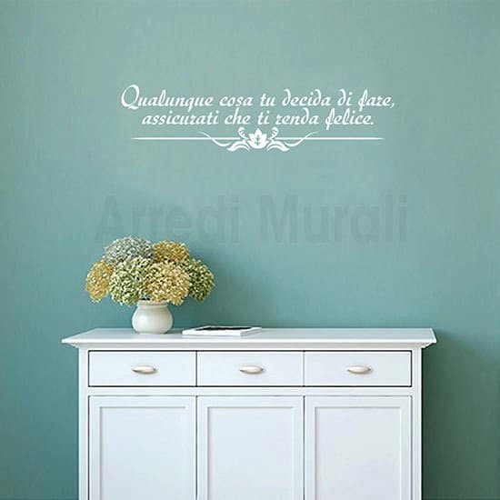 adesivi da parete frase personalizzata arreda bianco