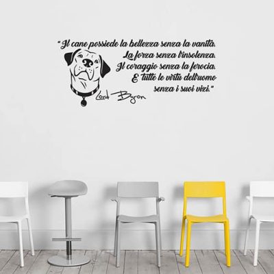 Adesivi murali frase cane Lord Byron arredo