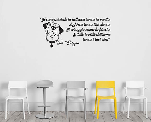 Adesivi murali frase cane Lord Byron arredo
