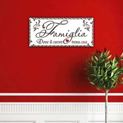 tela moderna con frase famiglia