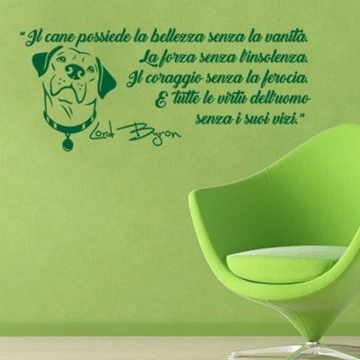 wall stickers frase cane Lord Byron arredo