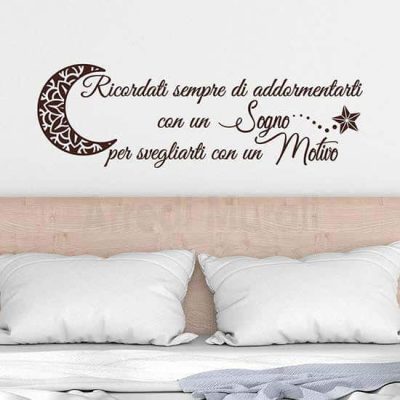 Adesivi da parete frase camera da letto marrone