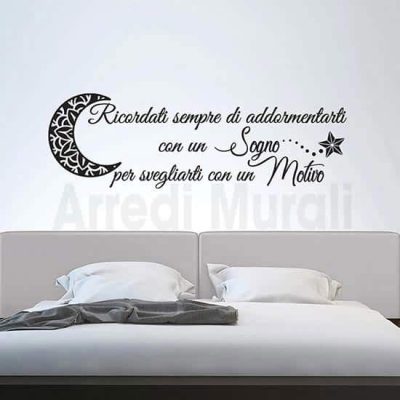 Adesivi da parete frase camera da letto nero