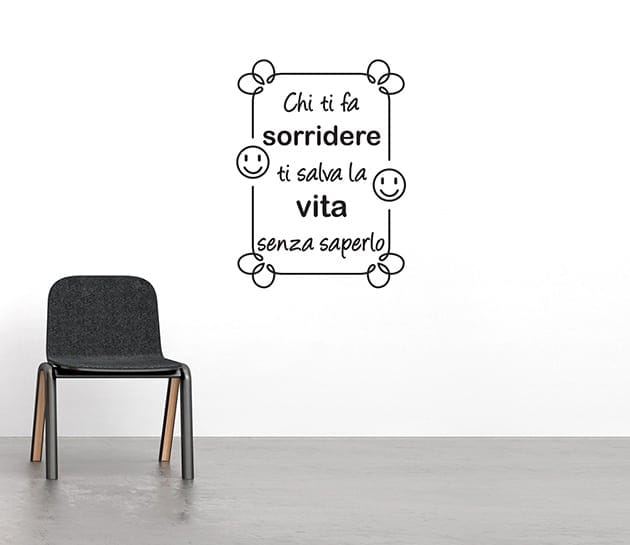 adesivi murali frase arredo sorridere