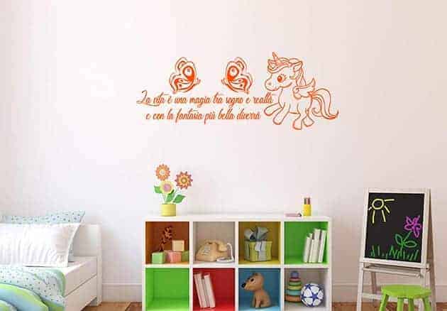 adesivi murali frase fantasia arredo camerette