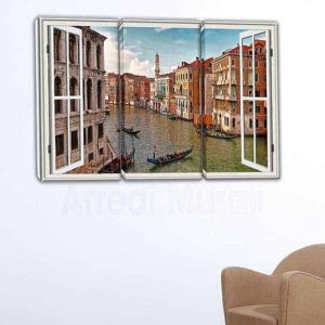 Quadri moderni stampa su tela finestra Venezia 3 tele