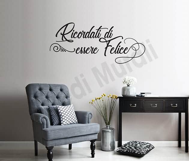 adesivi murali frase felice arredo casa