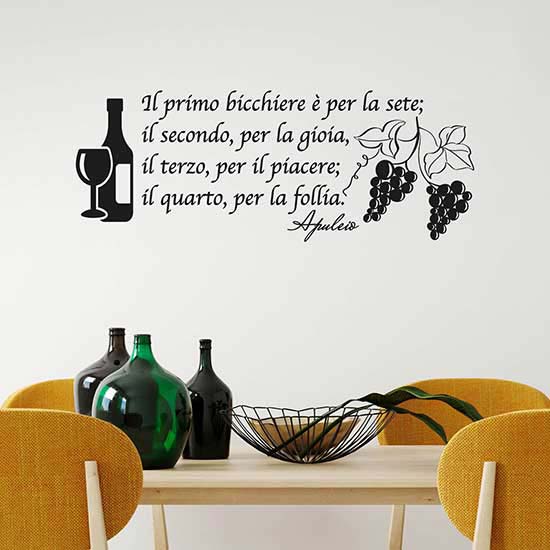 Adesivi da parete frase vino decorazioni