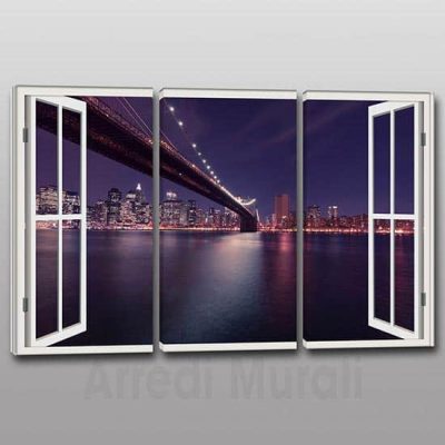 Quadri moderni stampa su tela finestra città di sera illuminata