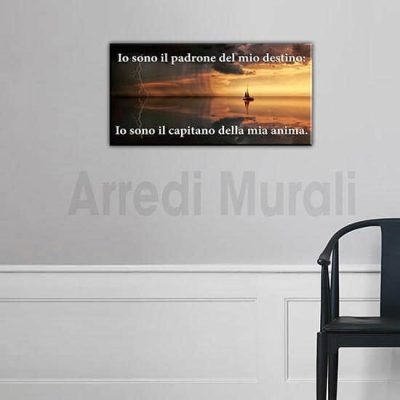 Tela con frase quadro mare al tramonto