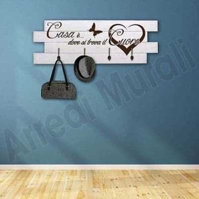 Shabby chic pannelli frase casa appendiabiti in legno
