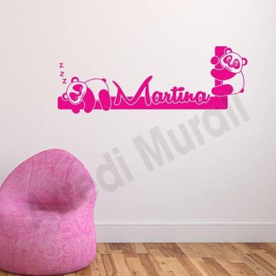 adesivi da parete personalizzati nome bambini panda