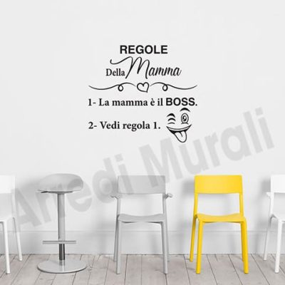 adesivi da parete regole della mamma decorazione murale