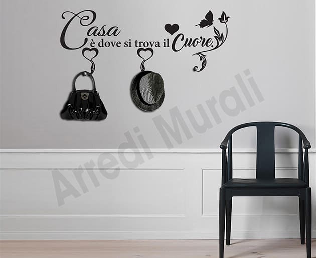 adesivi murali appendiabiti frase casa arredo