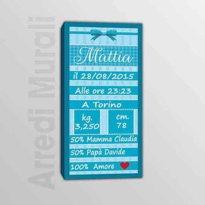 quadro moderno personalizzato dati nascita bambino
