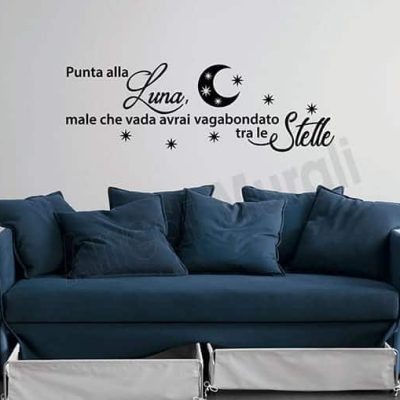 adesivi murali frase luna stelle decorazioni da parete