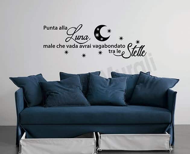 adesivi murali frase luna stelle decorazioni da parete