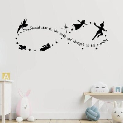 Adesivi murali frase Peter Pan decorazioni da parete nero