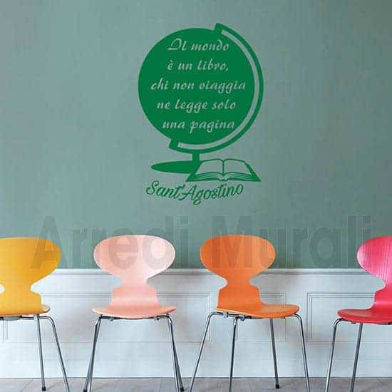 Adesivi murali frase Sant'Agostino decorazioni da parete verde