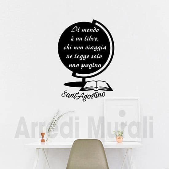 Adesivi murali frase Sant Agostino decorazioni da parete nero