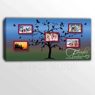 quadro su tela con frase e foto famiglia personalizzate