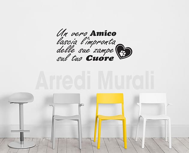 adesivi da parete frase amico a quattro zampe